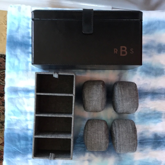 4 Slot Watch Jewelry Box Black Leather - Picture 2 of 9